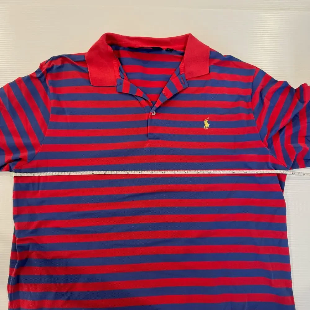 Polo Golf Ralph Lauren Men's L Red Purple Striped Pima Cotton Polo Shirt Sportif